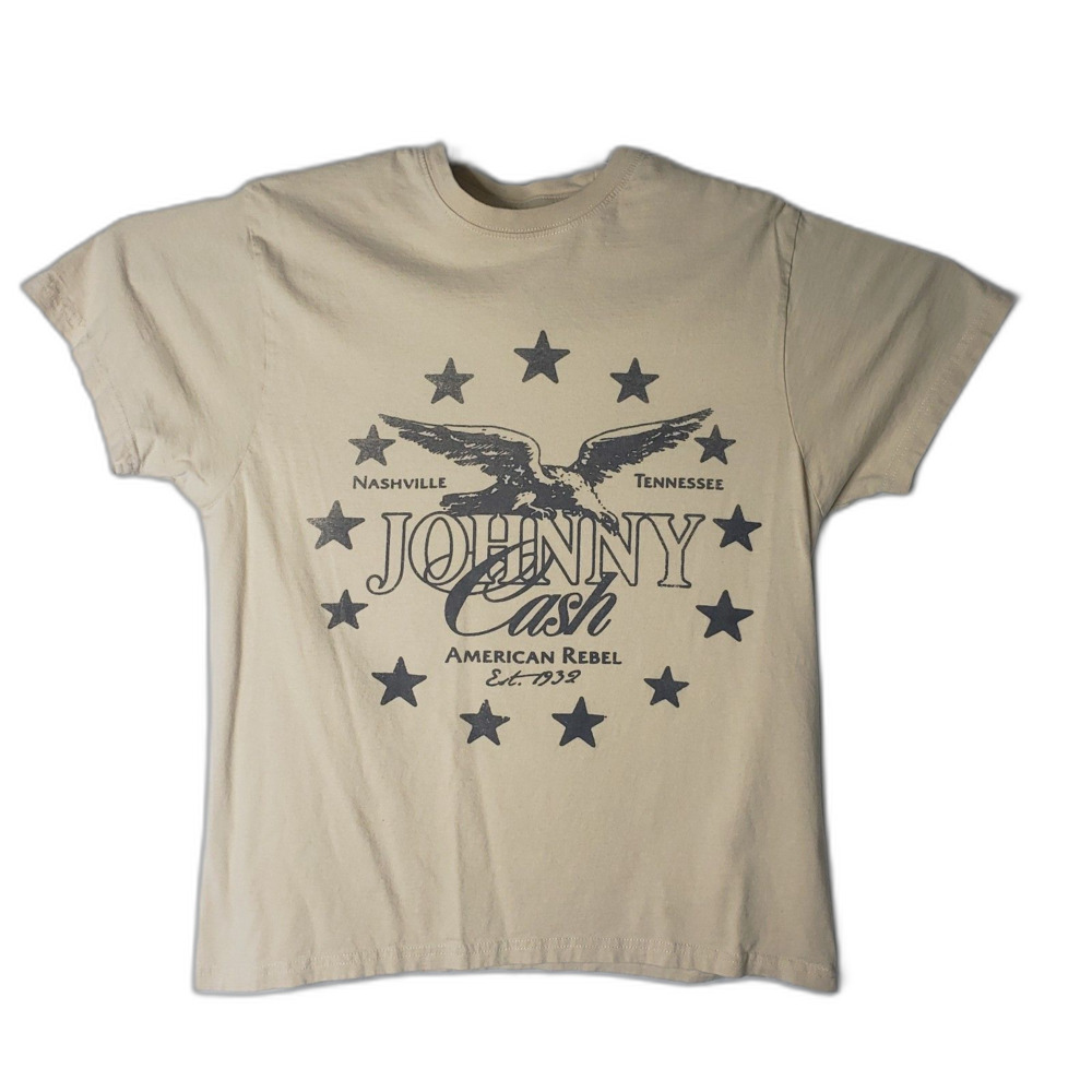 Johnny Cash American Rebel 1932 Tan T Shirt Womens Size Medium